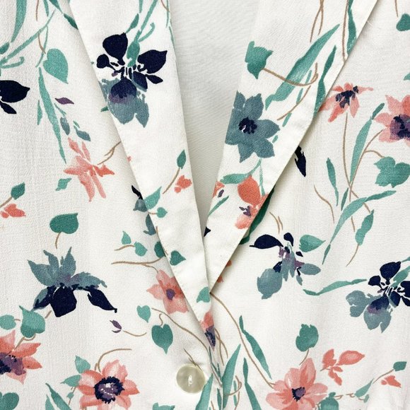 TONI GARMENT Vintage Spring Floral Long Line One Button Blazer White Pin… - Picture 10 of 16